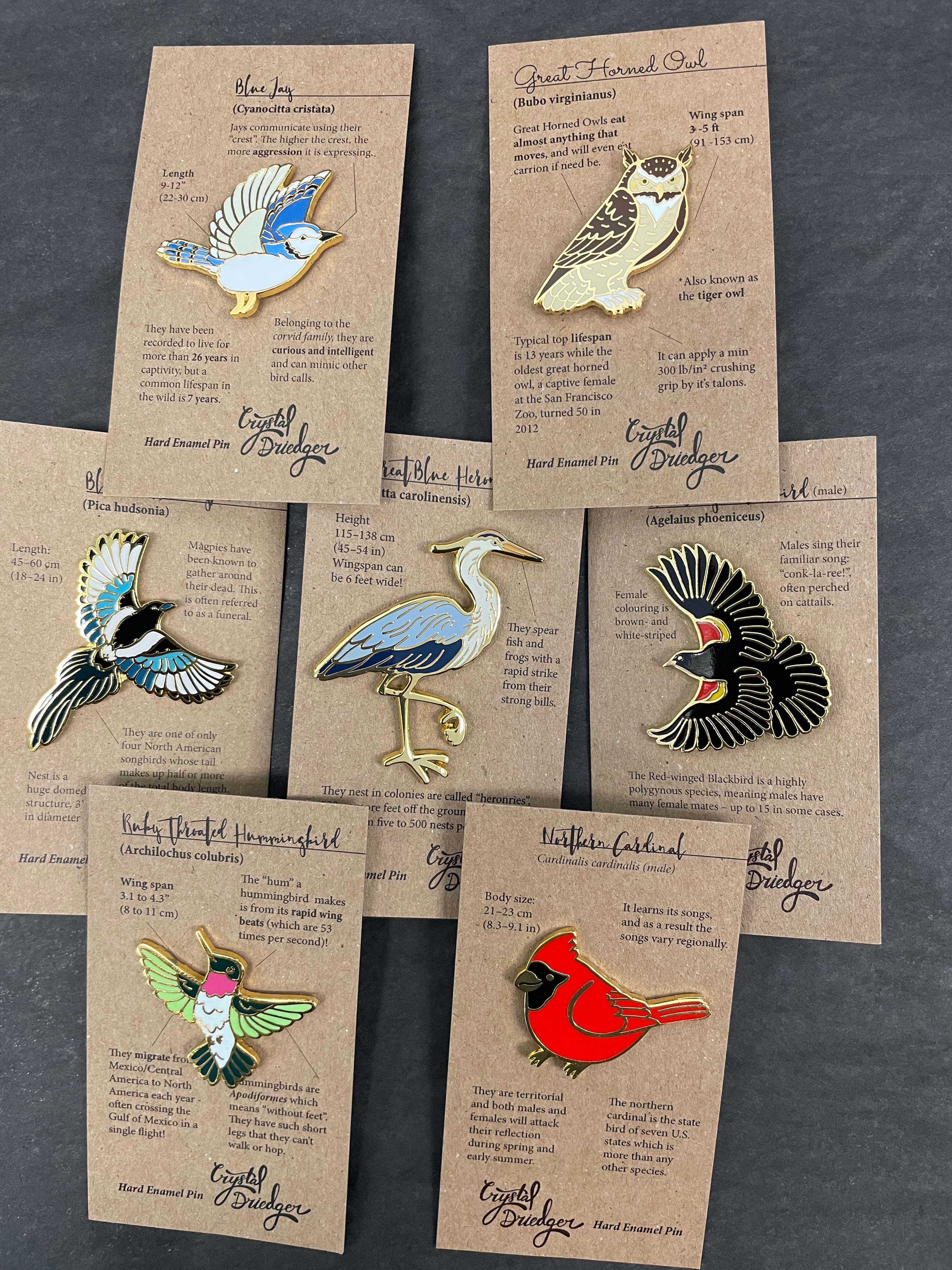 Enamel Bird Pins – Songbird Yarn & Fibres