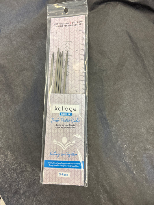 Kollage SQUARE 6” /15cm DOUBLE POINTED SETS (5 needles)
